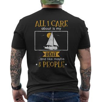 I Care About My Boat And Like Maybe 3 People Funny T Men's Crewneck Short Sleeve Back Print T-shirt - Seseable