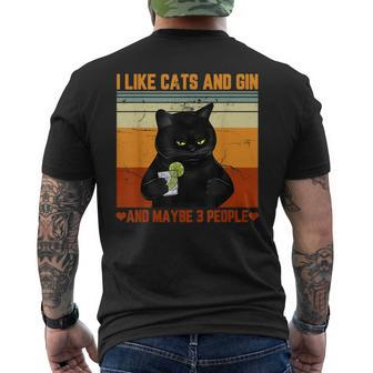 I Like Cats And Gin And Maybe 3 People Love Cat Gin Lover Men's Crewneck Short Sleeve Back Print T-shirt - Seseable