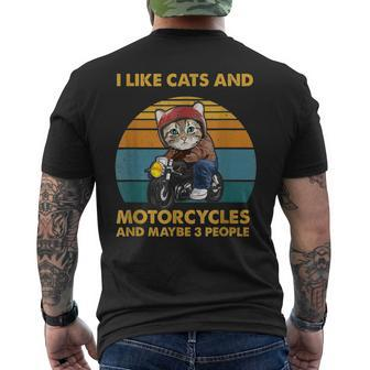 I Like Cats And Motorcycles And Maybe 3 People Cats Lover Men's Crewneck Short Sleeve Back Print T-shirt
