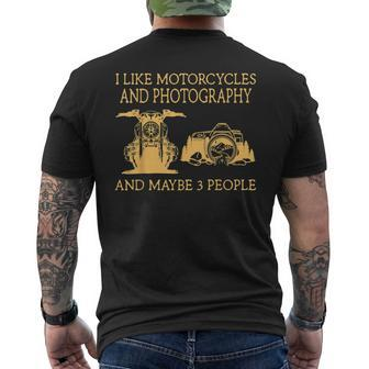 I Like Motorcycles And Photography And Maybe 3 People Men's Crewneck Short Sleeve Back Print T-shirt - Seseable