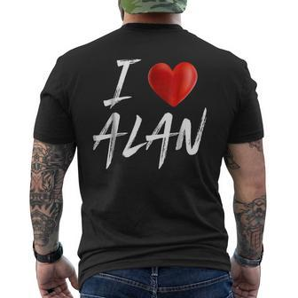 I Love Heart Alan Family Name T Mens Back Print T-shirt - Seseable