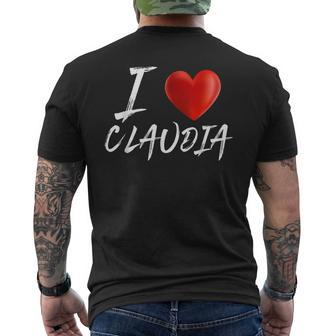 I Love Heart Claudia Family Name T Mens Back Print T-shirt - Seseable