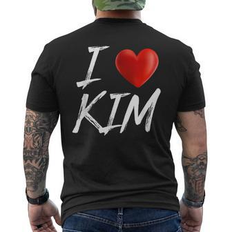 I Love Heart Kim Family Name T Mens Back Print T-shirt - Seseable