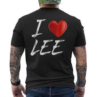 I Love Heart Lee Family Name T Mens Back Print T-shirt - Seseable