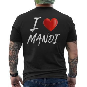 I Love Heart Mandi Family Name T Mens Back Print T-shirt - Seseable