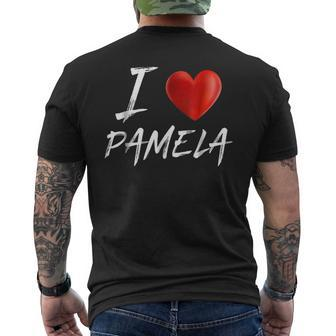 I Love Heart Pamela Family Name T Mens Back Print T-shirt - Seseable