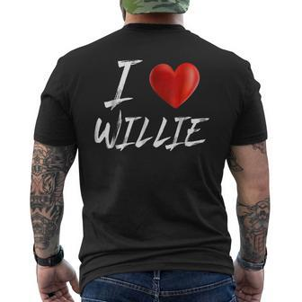 I Love Heart Willie Family Name T Mens Back Print T-shirt - Seseable
