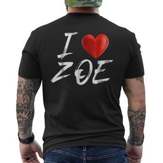 I Love Heart Zoe Family Name T Mens Back Print T-shirt - Seseable