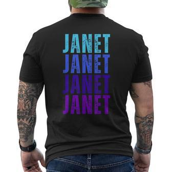 I Love Janet Pattern First Name Janet Mens Back Print T-shirt | Mazezy
