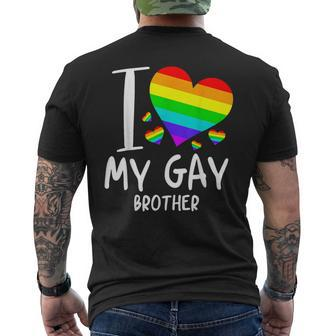 I Love My Gay Brother Lgbt Month Family Proud Men's Crewneck Short Sleeve Back Print T-shirt | Mazezy