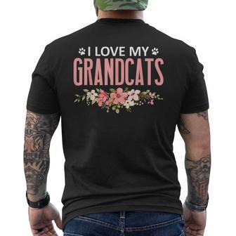I Love My Grandcats Cat Lover Granddad Grandma Grandparent Men's Crewneck Short Sleeve Back Print T-shirt | Mazezy