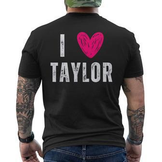 I Love Taylor Heart First Name Taylor Mens Back Print T-shirt | Mazezy