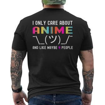 I Only Care About Anime And Like Maybe 3 Or 4 People Mens Back Print T-shirt - Seseable