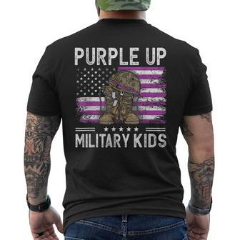 I Purple Up Month Of Military Kids Boots Us Flag Vintage Mens Back Print T-shirt | Mazezy