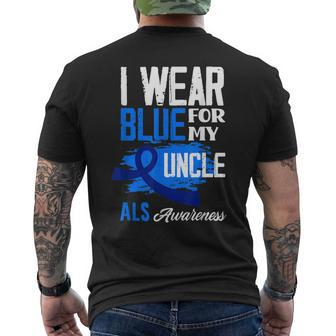 I Wear Blue For My Uncle Support Als Awareness Mens Back Print T-shirt | Mazezy UK