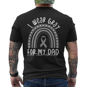I Wear Gray For My Dad Brain Cancer Brain Tumor Awareness Mens Back Print T-shirt | Mazezy