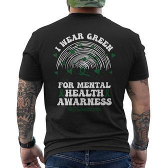 I Wear Green For Mental Health Awareness Green Ribbon Mens Back Print T-shirt | Mazezy CA