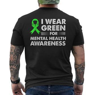 I Wear Green For Mental Health Awareness Month Ribbon Mens Back Print T-shirt | Mazezy