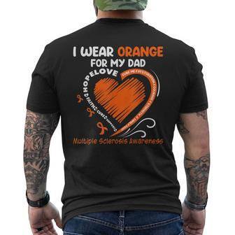 I Wear Orange For My Dad Ms Multiple Sclerosis Awareness Mens Back Print T-shirt | Mazezy