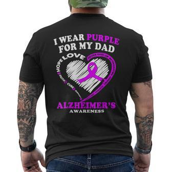 I Wear Purple For My Dad Alzheimers Dementia Awareness Mens Back Print T-shirt | Mazezy