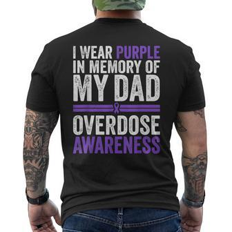 I Wear Purple For My Dad Overdose Awareness Mens Back Print T-shirt | Mazezy