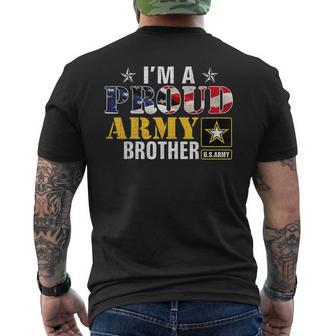 Im A Proud Army Brother American Flag Military Veteran Men's Crewneck Short Sleeve Back Print T-shirt | Mazezy