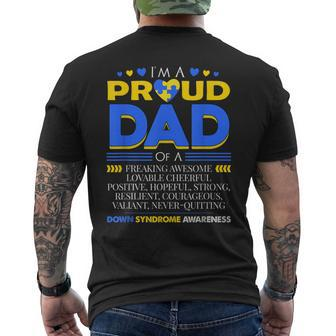 Im A Proud Dad Of A Down Syndrome Awareness Blue & Yellow Mens Back Print T-shirt | Mazezy