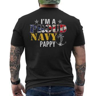 Im A Proud Navy Pappy American Flag Military Gift Veteran Mens Back Print T-shirt | Mazezy