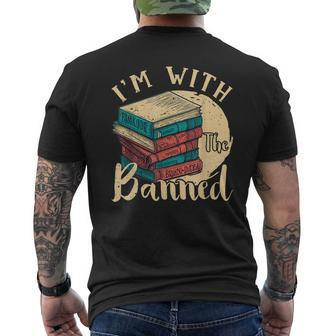 Im With The Banned Read Banned Books Lover Bookworm Mens Back Print T-shirt - Thegiftio UK