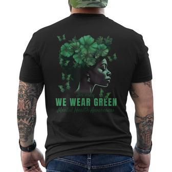 In May We Wear Green Mental Health Awareness Mens Back Print T-shirt | Mazezy DE