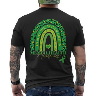 In May We Wear Green Mental Health Awareness Green Ribbon Mens Back Print T-shirt - Thegiftio UK