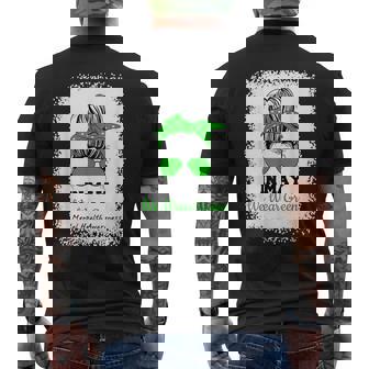 In May We Wear Green Messy Bun Mental Health Awareness Mens Back Print T-shirt - Thegiftio