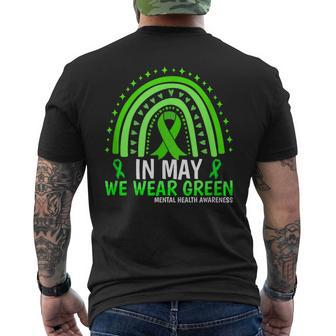 In May We Wear Green Ribbon Mental Health Awareness Mens Back Print T-shirt | Mazezy AU
