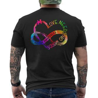 Infinity Heart Love Autism Awareness Needs No Words Tie Dye Men's Back Print T-shirt | Mazezy