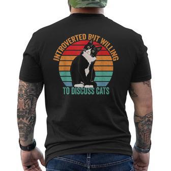 Introverted But Willing To Discuss Cats - Introverted Cat Men's T-shirt Back Print - Seseable