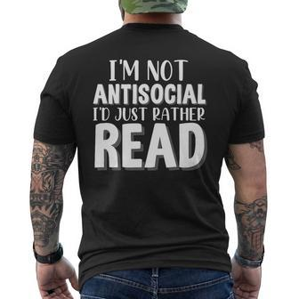 Introverts Im Not Antisocial Id Just Rather Read Men's T-shirt Back Print - Thegiftio UK