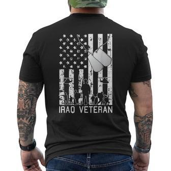 Iraq Veteran American Flag Dog Tag Military Army Soldier Men's Back Print T-shirt | Mazezy