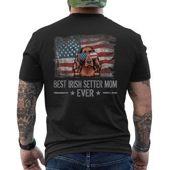 Irish Setter Best Dog Mom Ever Retro Usa American Flag Mens Back Print T-shirt - Seseable