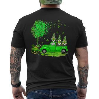 Irish Three Green Gnome Truck Shamrock St Patricks Day Men's Back Print T-shirt | Mazezy