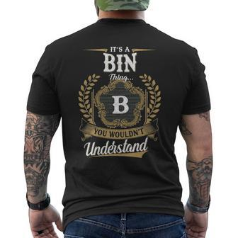 Its A Bin Thing You Wouldnt Understand Shirt Bin Family Crest Coat Of Arm Mens Back Print T-shirt - Seseable