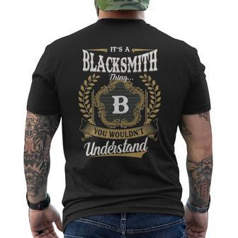 Its A Blacksmith Thing You Wouldnt Understand Shirt Blacksmith Family Crest Coat Of Arm Mens Back Print T-shirt - Seseable