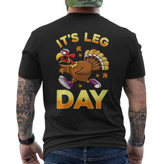 Its Leg Day Exercise Workout Thanksgiving Turkey V2 Men's Back Print T-shirt | Mazezy
