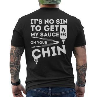 Its No Sin To Get My Sauce Bbq Smoker Barbecue Grill Men's Back Print T-shirt | Mazezy