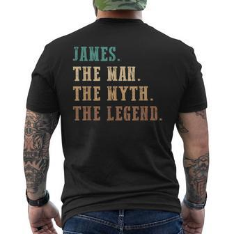James The Man The Myth The Legend Funny Personalized James Gift For Mens Mens Back Print T-shirt - Seseable