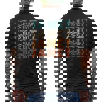 Janet Retro Personalized First Name Vintage Janet Men's Back Print T-shirt | Mazezy