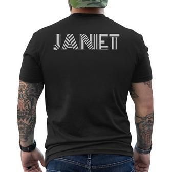 Janet Vintage 70S Font Mens Back Print T-shirt | Mazezy