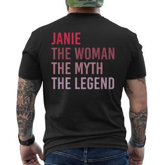 Janie The Woman Myth Legend Personalized Name Birthday Gift Mens Back Print T-shirt - Seseable