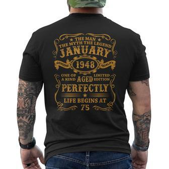 January 1948 The Man Myth Legend 75 Year Old Birthday Gifts Mens Back Print T-shirt - Seseable