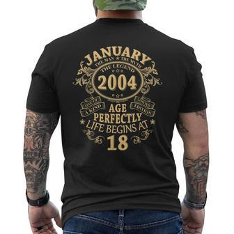 January 2004 The Man Myth Legend 18 Year Old Birthday Gifts Mens Back Print T-shirt - Seseable