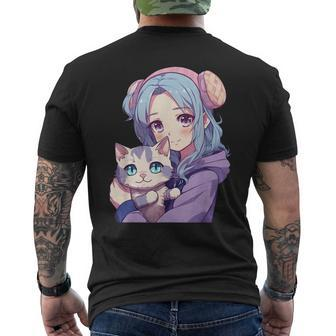 Japanese Kawaii Girl Anime & Cats Cute Gifts For Ns Girls Mens Back Print T-shirt - Thegiftio UK